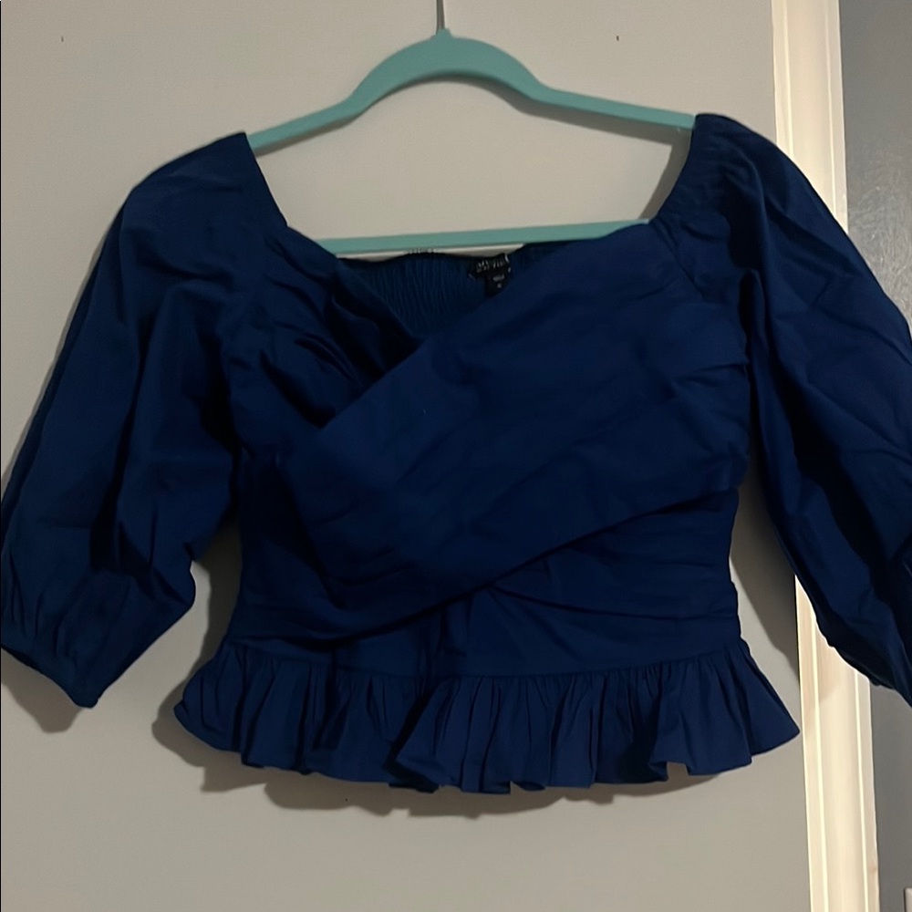 Express Royal Blue Ruffled Blouse